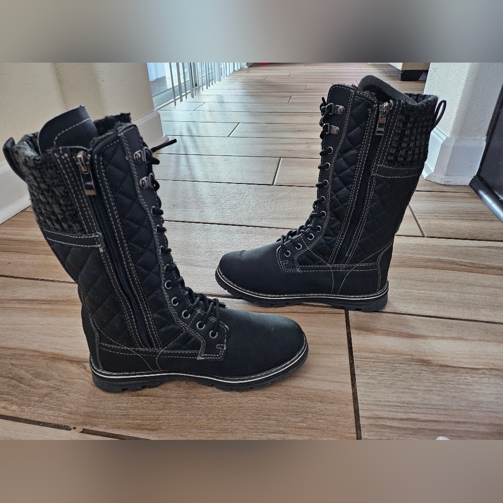 Polar Products Winter Snow Boots Women's Size 7 Black Quilted Lace Up Insulated. - Picture 7 of 11